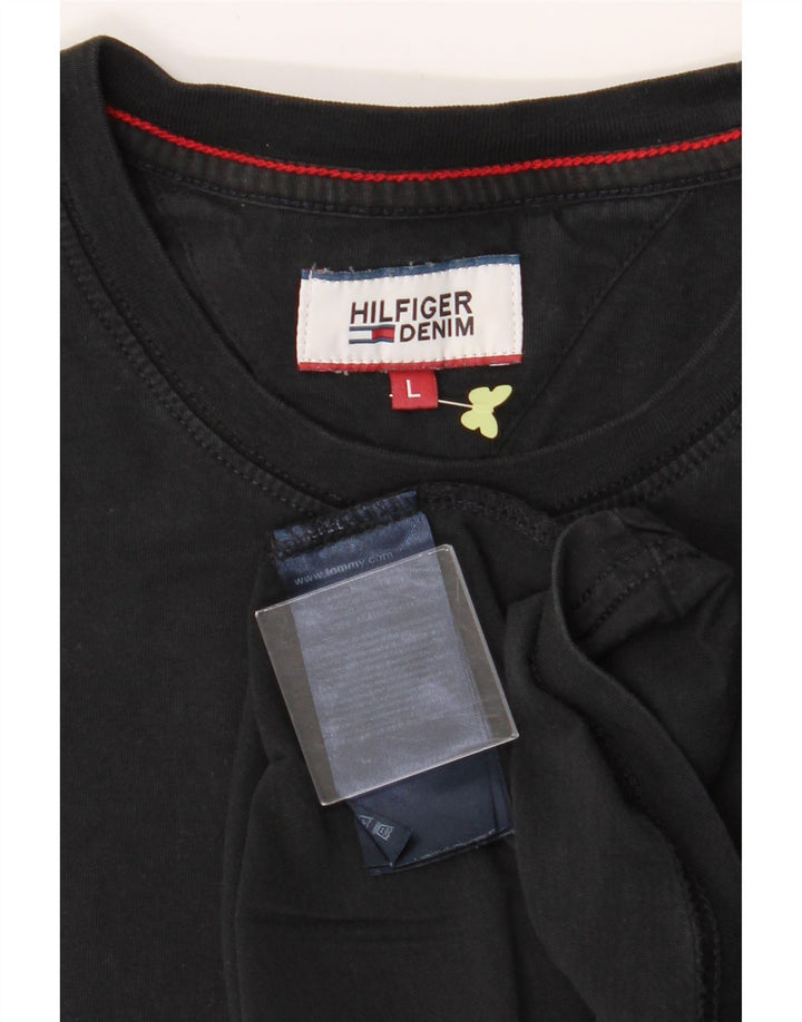 TOMMY HILFIGER Mens T-Shirt Top Large Black Cotton Vintage Tommy Hilfiger and Second-Hand Tommy Hilfiger from Messina Hembry 
