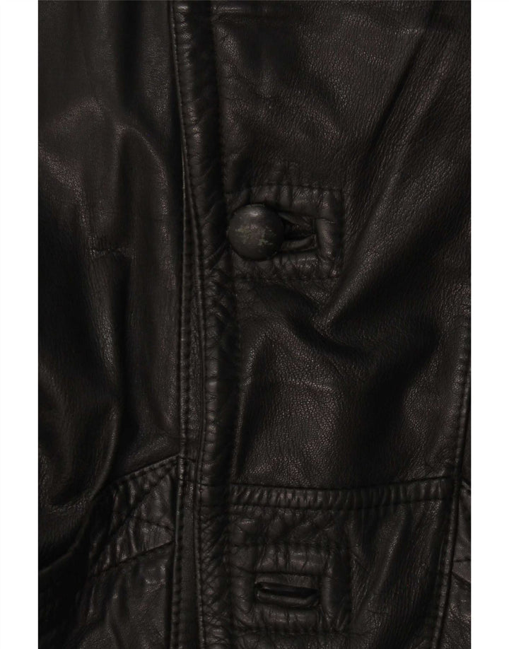 Vintage Mens Leather Windbreaker Jacket UK 36 Small Black