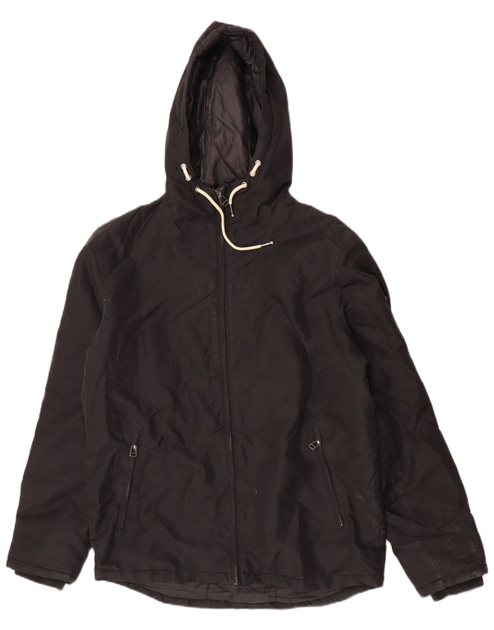 Jack & Jones Mens Hooded Windbreaker Jacket UK 40 Large Black Polyester