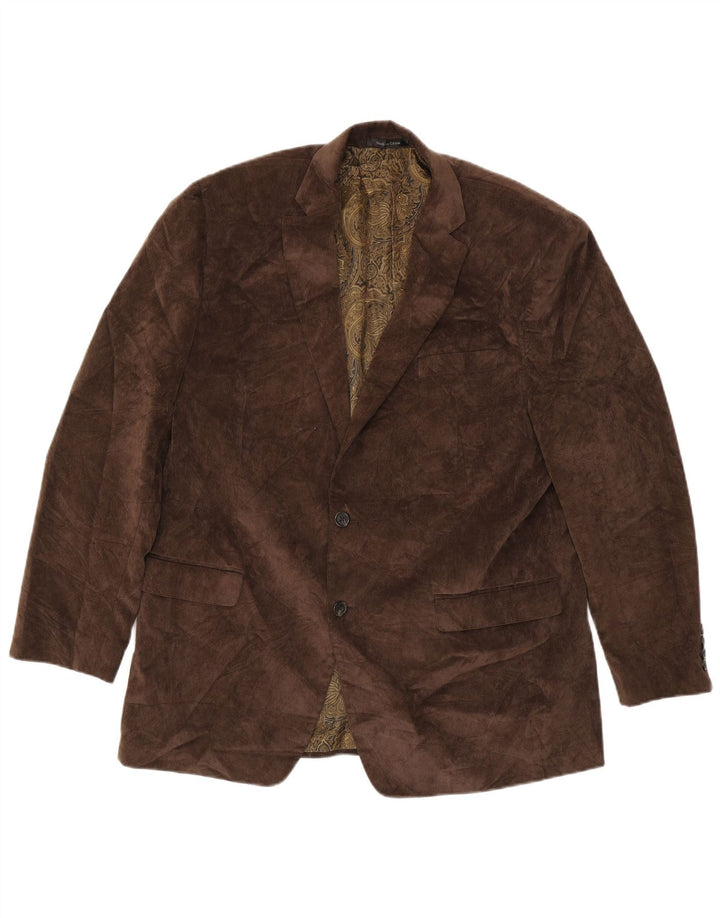 Chaps Mens 2 Button Corduroy Blazer Jacket UK 46 3XL Brown Cotton