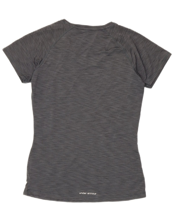 Under Armour Womens Heat Gear T-Shirt Top UK 10 Small Grey Polyester