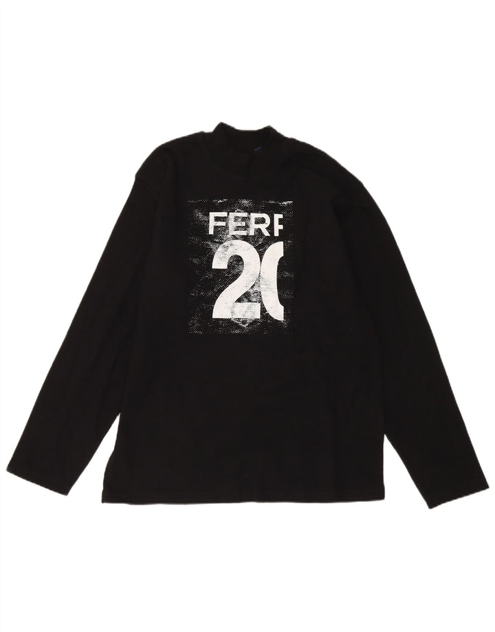 FERRE Womens Graphic Top Long Sleeve IT 44 Medium Black Cotton
