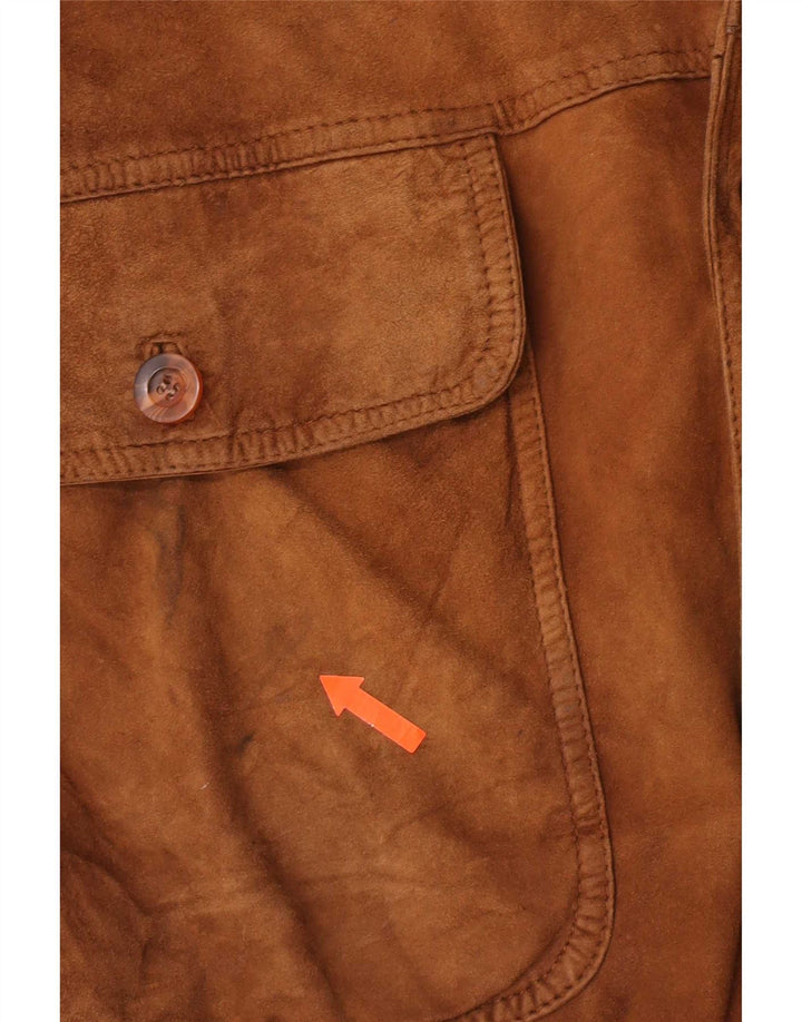 Vintage Mens Suede Bomber Jacket IT 52 XL Brown Leather