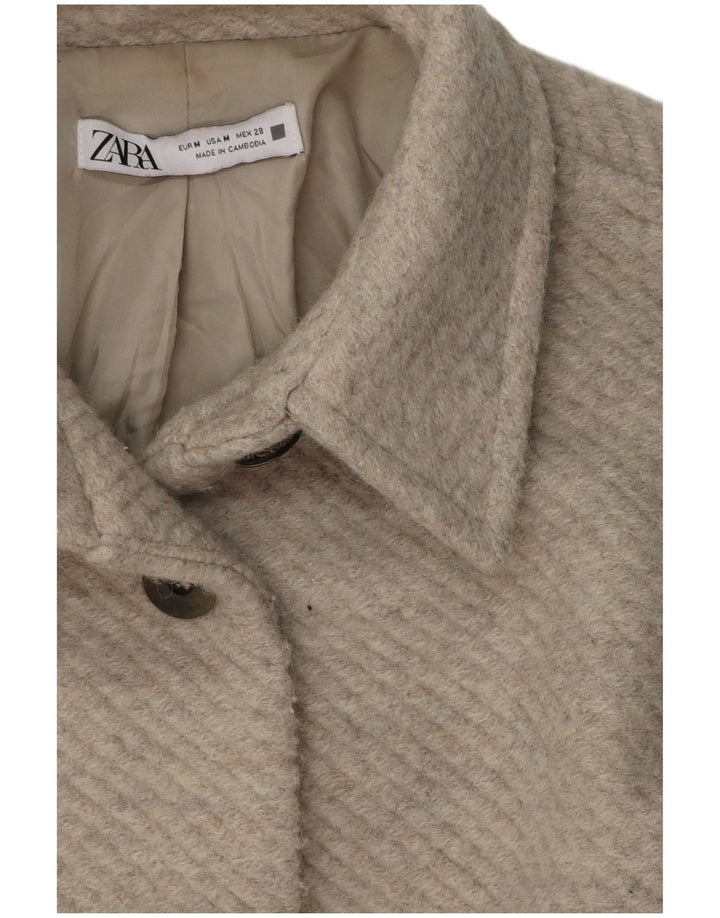 ZARA Womens Bomber Jacket UK 14 Medium Beige
