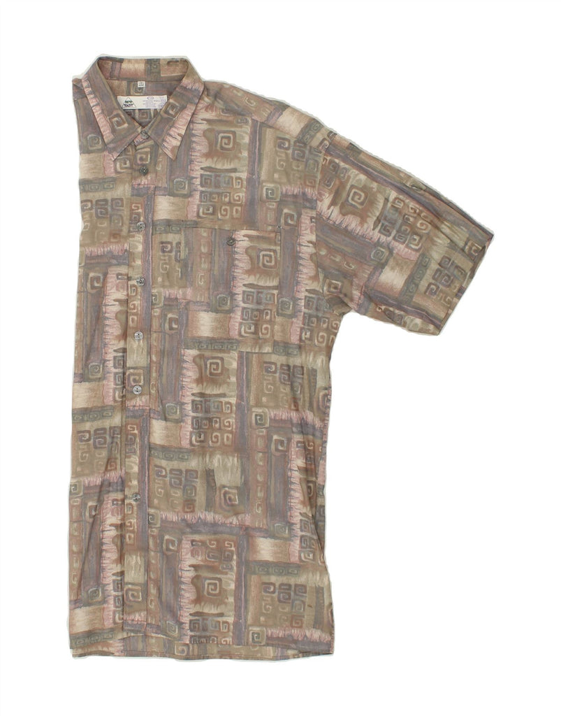 NEW FAST Mens Abstract Pattern Short Sleeve Shirt Size 41/42 Large Khaki | Vintage New Fast | Thrift | Second-Hand New Fast | Used Clothing | Messina Hembry 