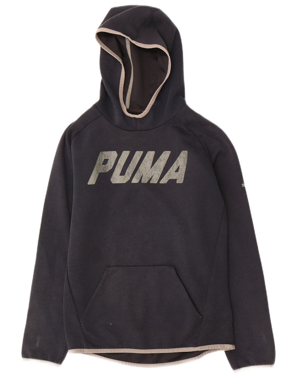 Puma Boys Graphic Hoodie Jumper 13-14 Years Navy Blue Cotton