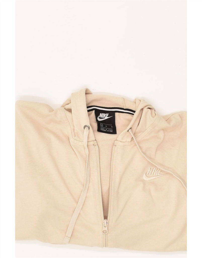 NIKE Womens Oversized Crop Zip Hoodie Sweater UK 14 Medium Beige Cotton | Vintage Nike | Thrift | Second-Hand Nike | Used Clothing | Messina Hembry 