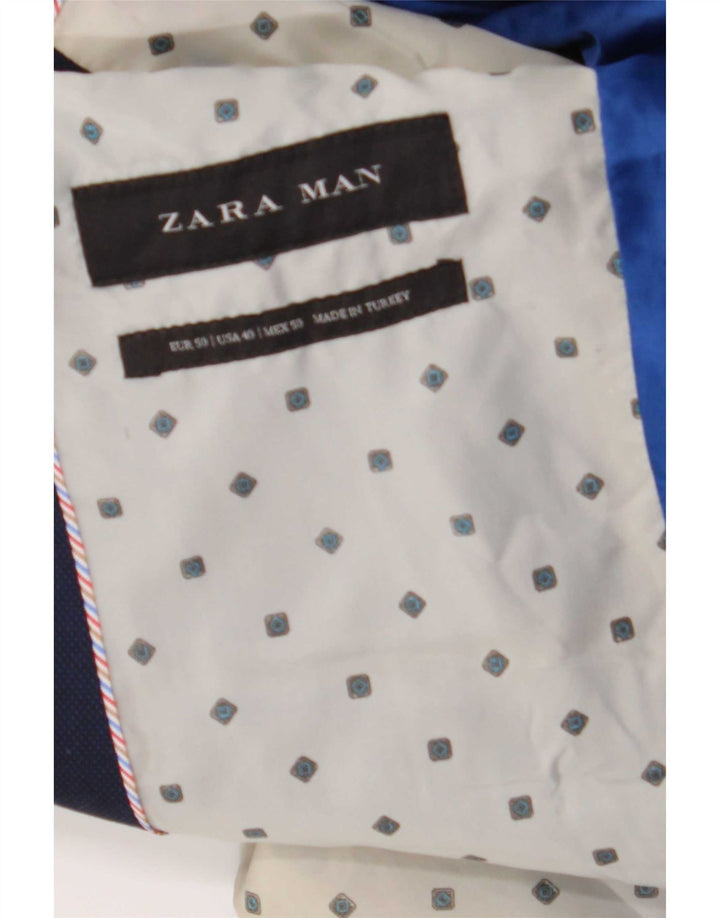 Zara Mens 2 Button Blazer Jacket EU 50 Medium Navy Blue