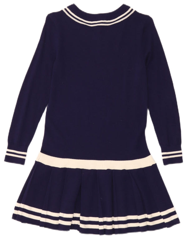 Tommy Hilfiger Girls Jumper Dress 8-9 Years Medium Navy Blue Colourblock