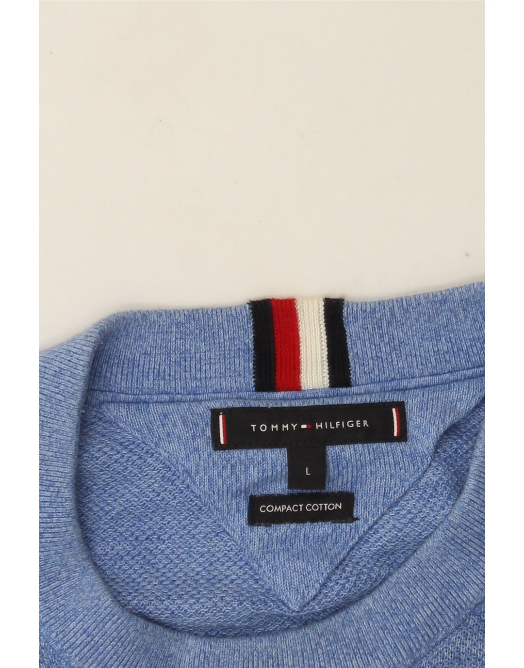 TOMMY HILFIGER Mens Crew Neck Jumper Sweater Large Blue Cotton