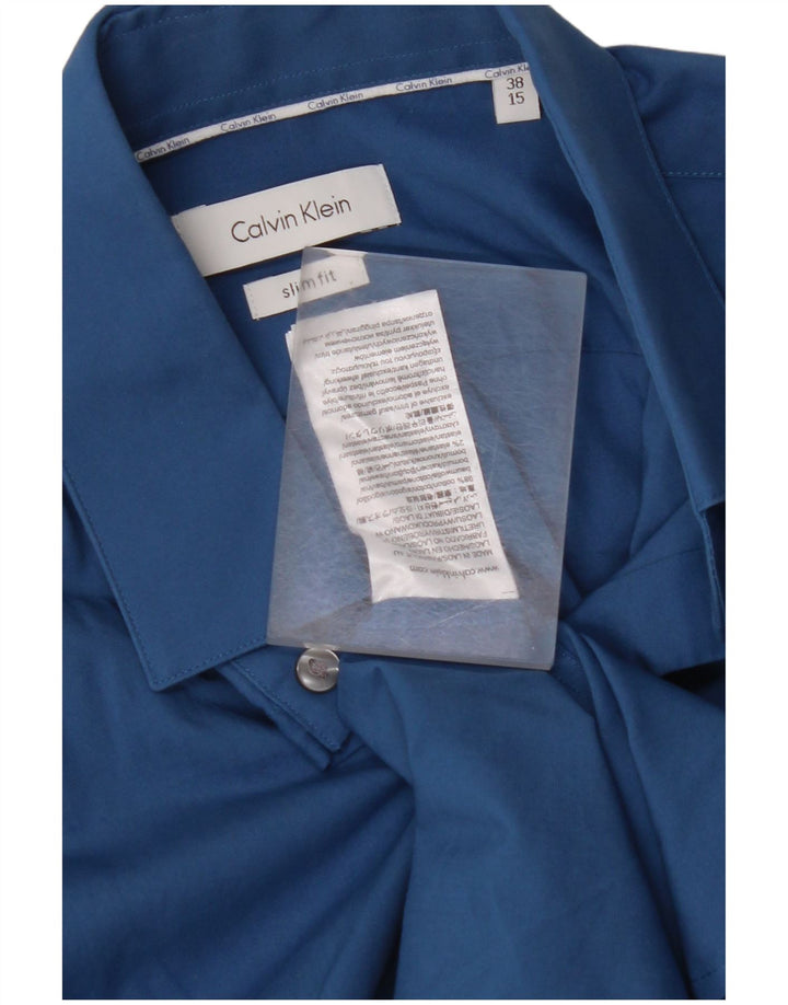 CALVIN KLEIN Mens Slim Fit Shirt Size 38 15 Medium Blue Cotton