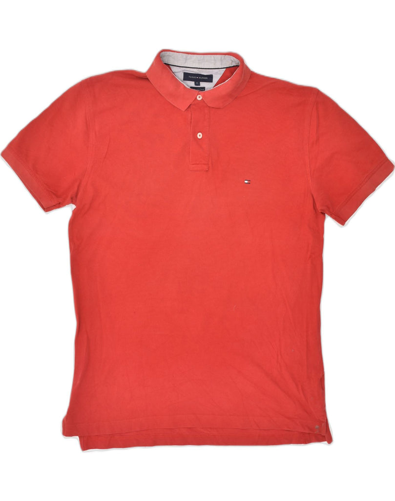 TOMMY HILFIGER Mens Slim Polo Shirt XL Red Cotton | Vintage Tommy Hilfiger | Thrift | Second-Hand Tommy Hilfiger | Used Clothing | Messina Hembry 