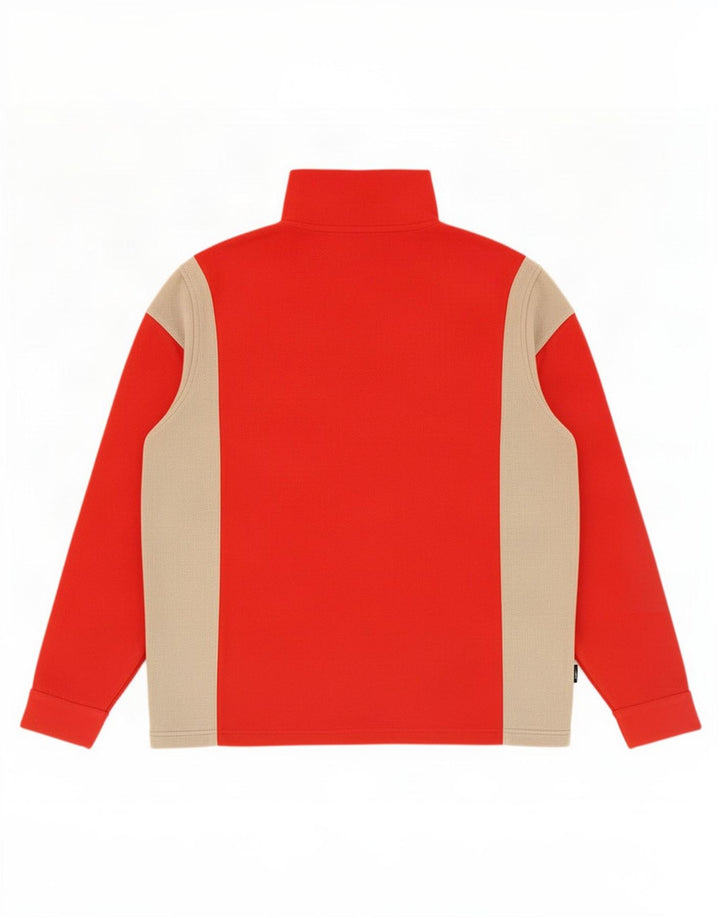 Asics Mens Zip Neck Fleece Jumper XL Red Colourblock Polyester
