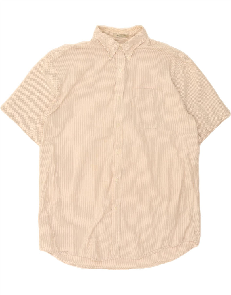 L.L.BEAN Mens Traditional Fit Short Sleeve Shirt Large Beige Pinstripe Vintage L.L.Bean and Second-Hand L.L.Bean from Messina Hembry 