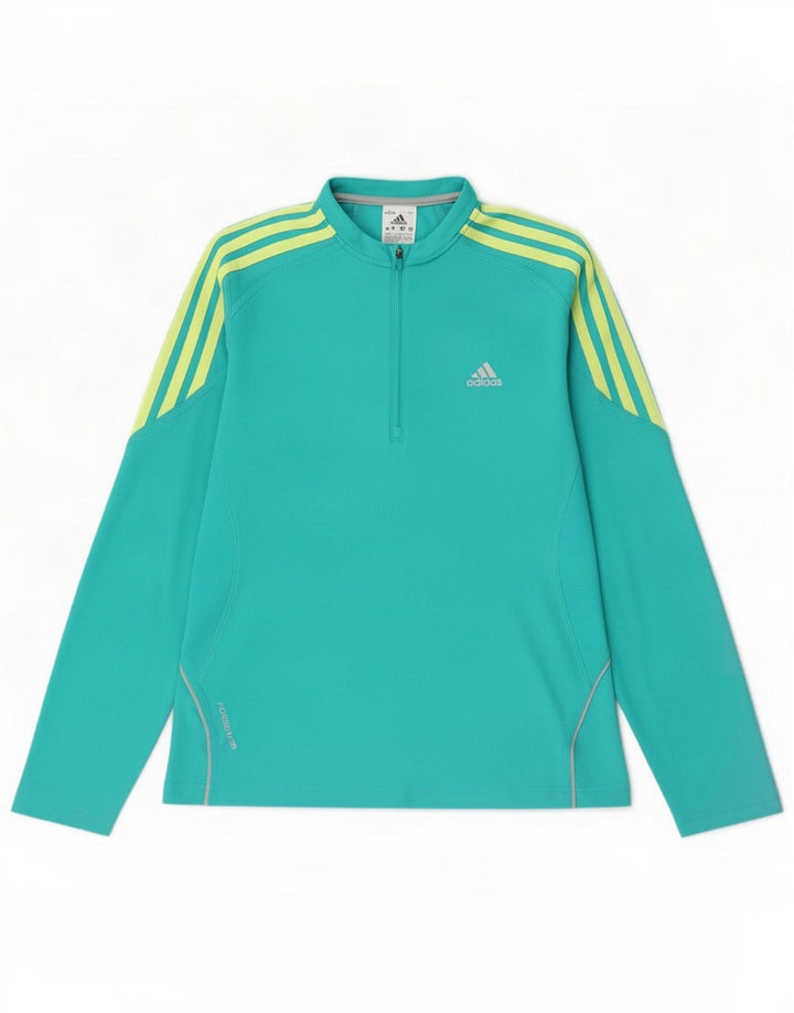 Adidas Womens Zip Neck Pullover Tracksuit Top UK 14 Medium Turquoise
