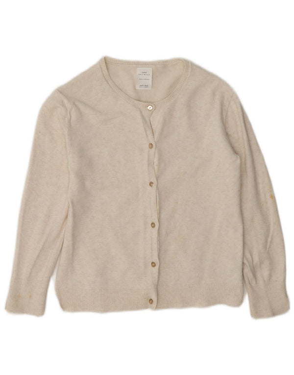 Zara Girls Cardigan Sweater 7-8 Years Off White Cotton