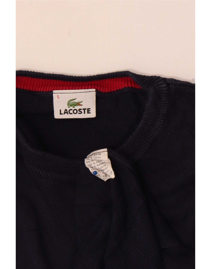 Lacoste Mens Crew Neck Jumper Sweater Size 5 Large Navy Blue Cotton