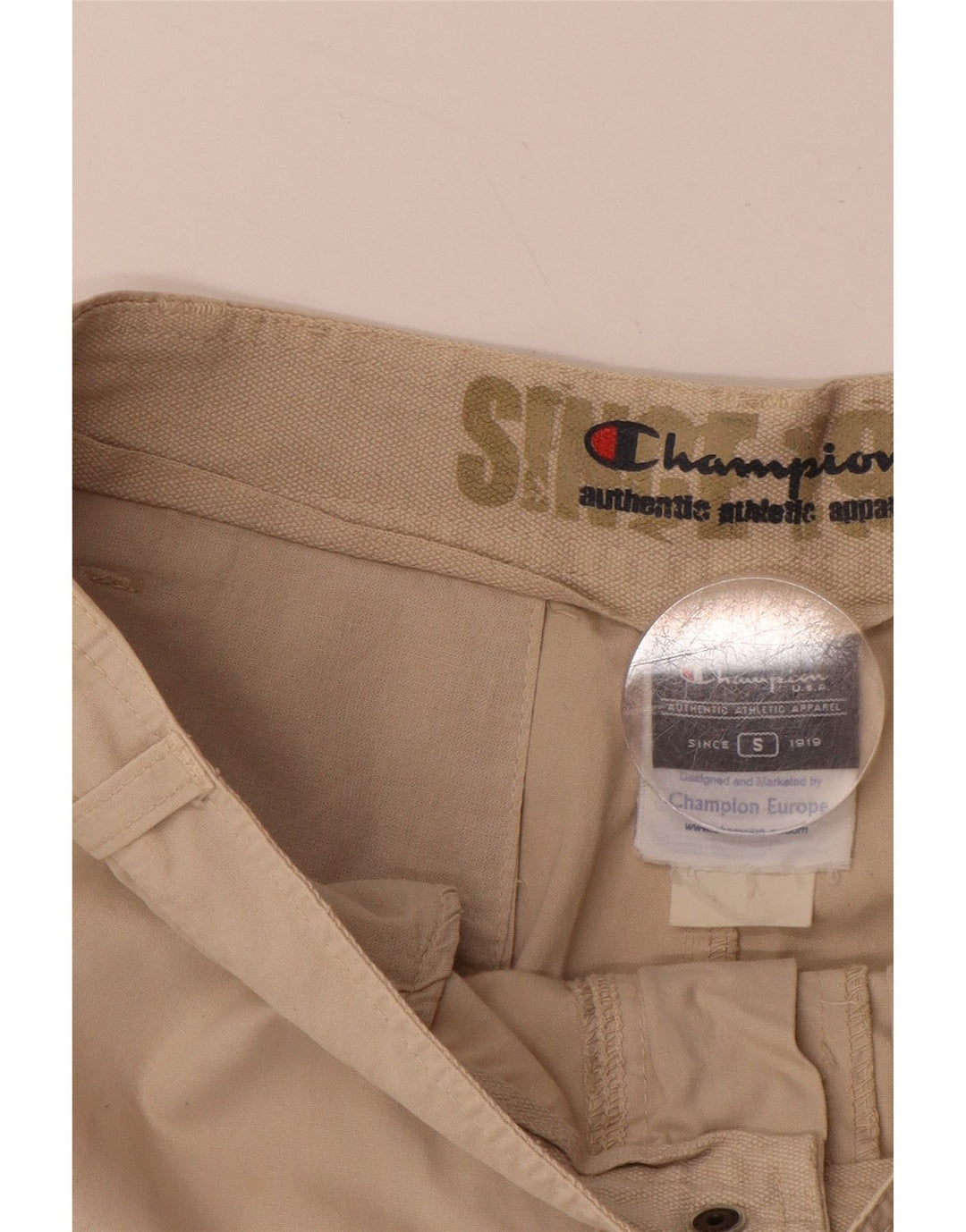 CHAMPION Mens Cargo Shorts Small W29 Beige Cotton