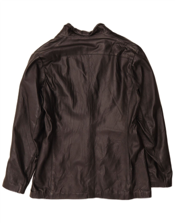 Vintage Womens Leather Jacket IT 48 XL Black