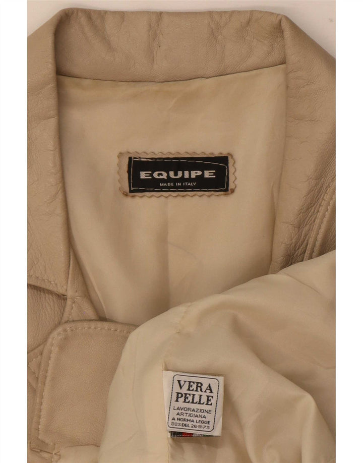 Equipe Womens Loose Fit Leather Jacket IT 42 Medium Beige