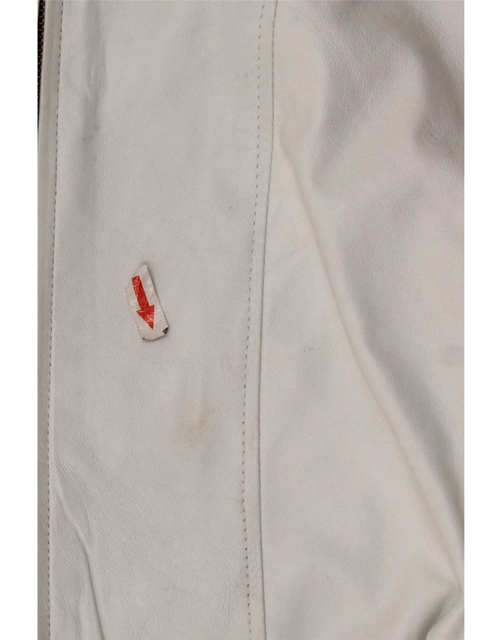 Vintage Womens Poncho Leather Coat UK 18 XL White
