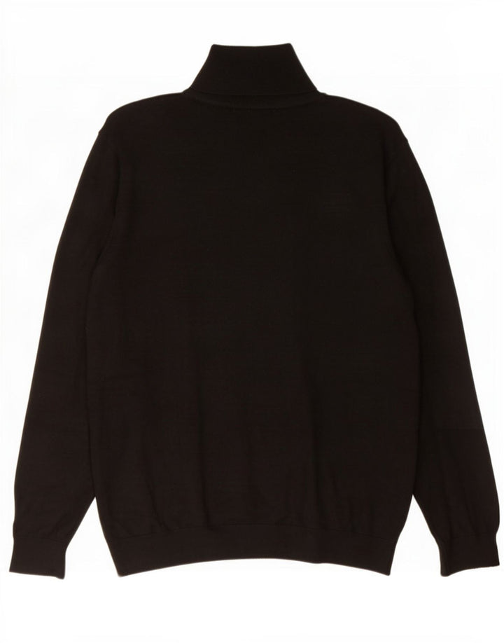 Zara Mens Roll Neck Jumper Sweater Large Black Viscose