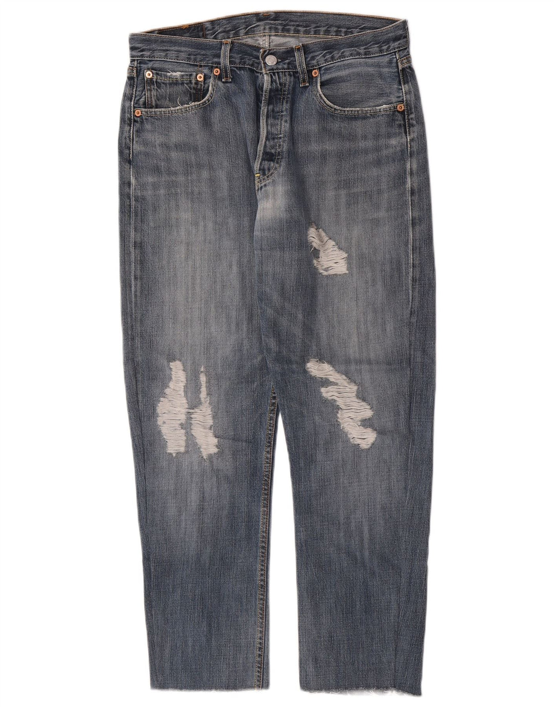 Levi's Mens 501 Distressed Straight Jeans W32 L28 Blue Cotton