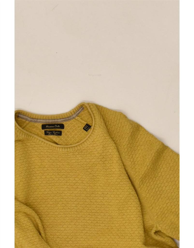 MASSIMO DUTTI Mens Crew Neck Jumper Sweater Medium Yellow Cotton | Vintage Massimo Dutti | Thrift | Second-Hand Massimo Dutti | Used Clothing | Messina Hembry 