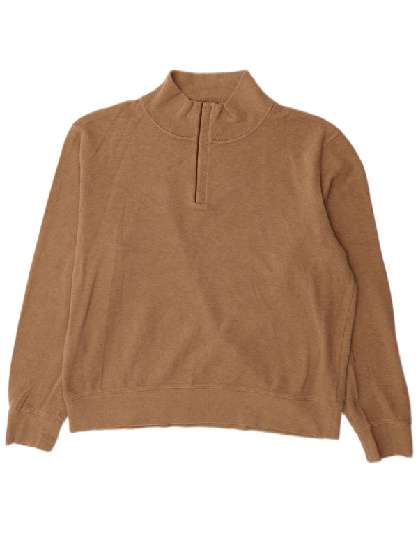 Gant Mens Zip Neck Jumper Sweater 3XL Brown Cotton