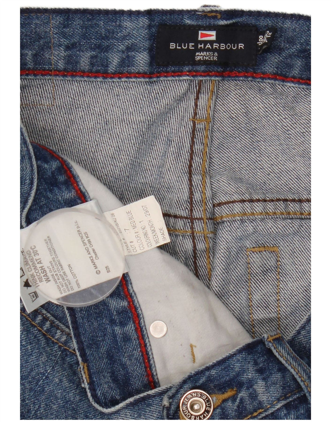 Marks & Spencer Mens Blue Harbour Straight Jeans W32 L29 Blue Cotton