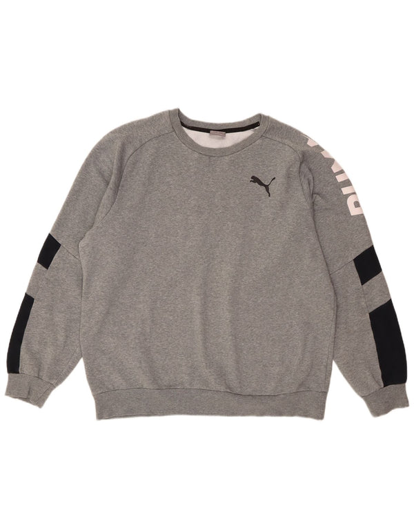 Puma Mens Graphic Sweatshirt Jumper Large Grey Colourblock