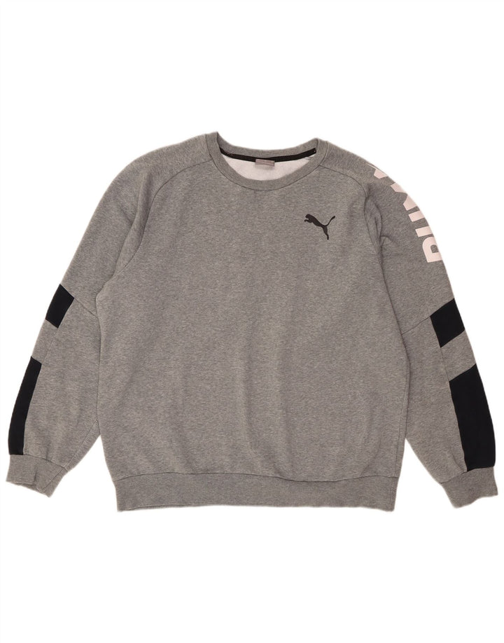 Puma Mens Graphic Sweatshirt Jumper Large Grey Colourblock