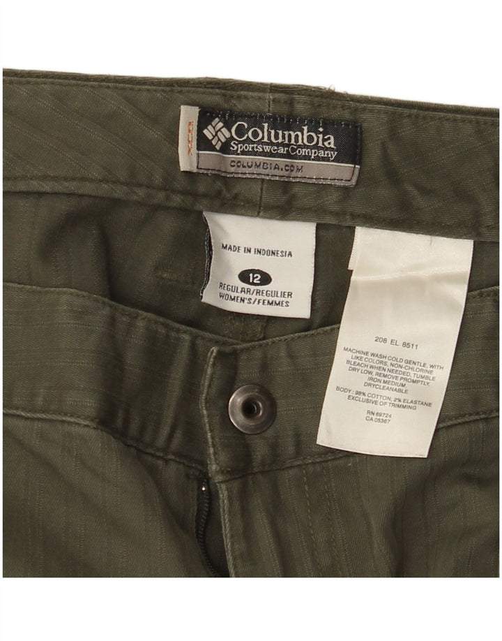 COLUMBIA Womens Straight Casual Trousers US 12 Large W34 L31 Khaki Striped
