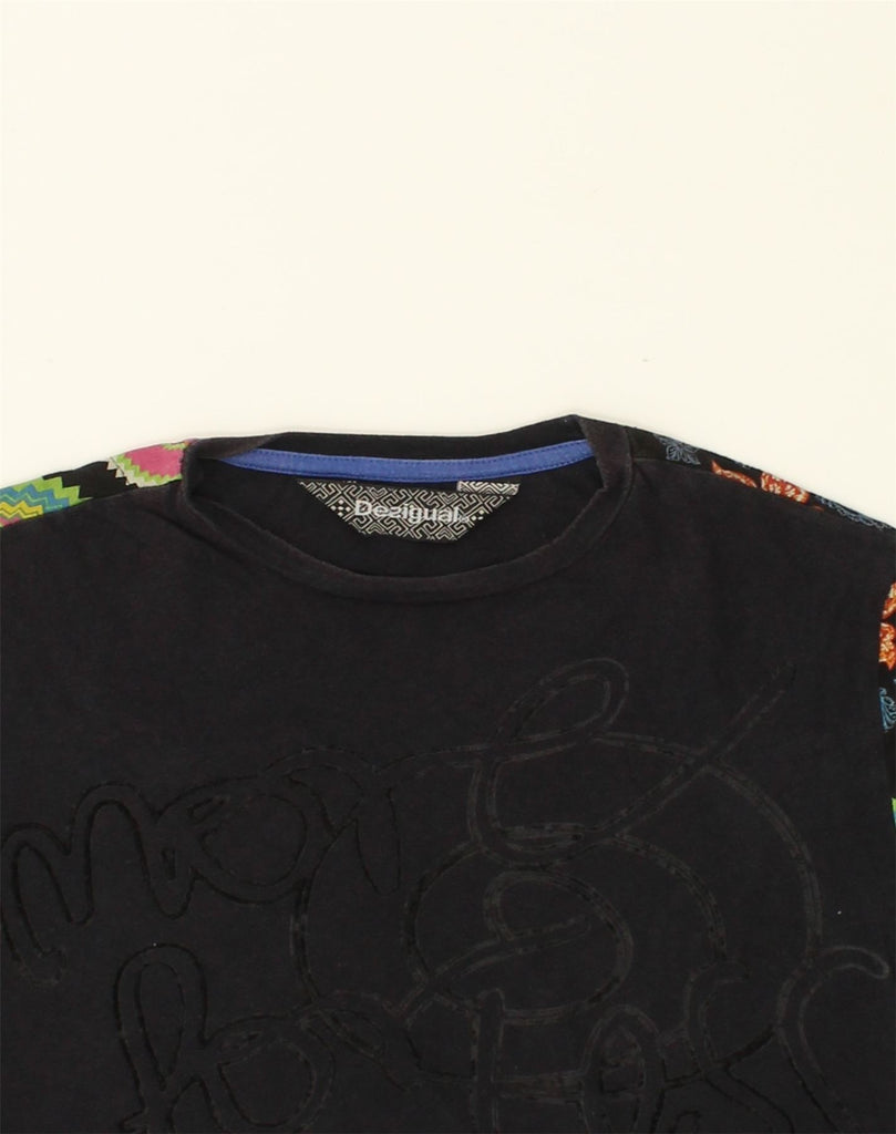 DESIGUAL Womens Graphic T-Shirt Top UK 10 Small Black Spotted Cotton | Vintage Desigual | Thrift | Second-Hand Desigual | Used Clothing | Messina Hembry 