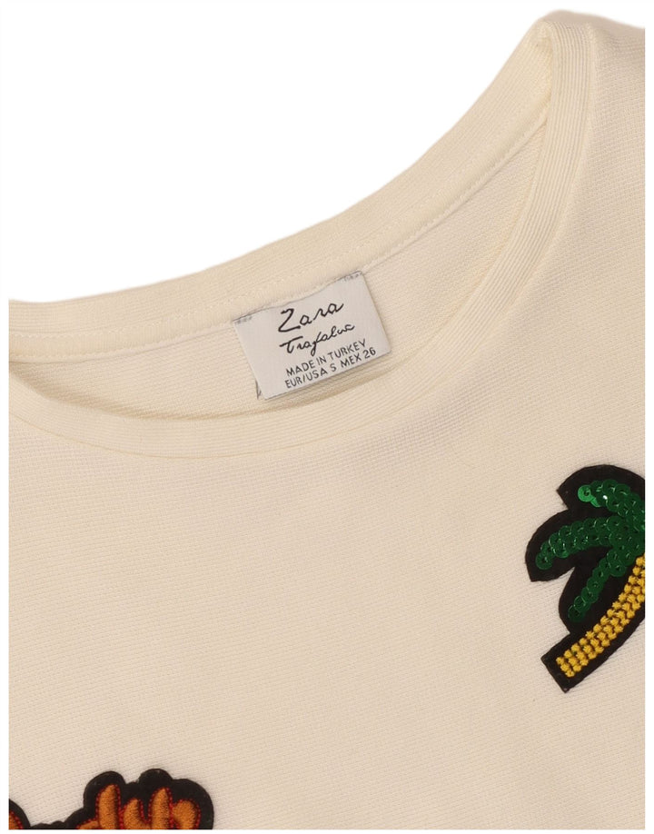 Zara Womens Trafaluc Tunic Top UK 10 Small Off White