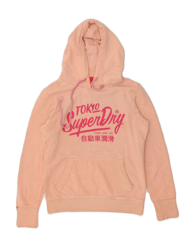 SUPERDRY Womens Graphic Hoodie Jumper UK 14 Medium Orange Cotton | Vintage Superdry | Thrift | Second-Hand Superdry | Used Clothing | Messina Hembry 