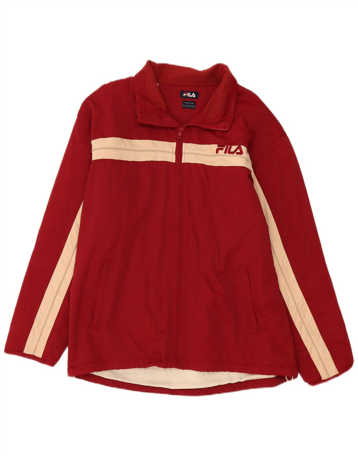 Fila Mens Windbreaker Jacket UK 42 XL Burgundy Colourblock Polyamide