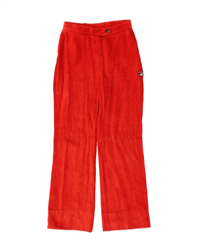 FILA Womens Straight Corduroy Trousers UK 8 Small W26 L26 Red Cotton Vintage Fila and Second-Hand Fila from Messina Hembry 