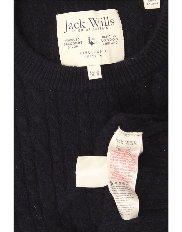 Jack Wills Womens Crew Neck Jumper Sweater UK 12 Medium Navy Blue