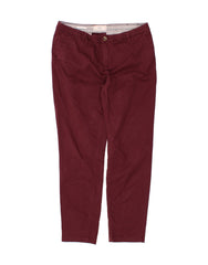 FAT FACE Womens Slim Chino Trousers UK 14 Large W32 L30 Burgundy Cotton