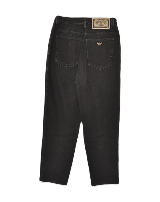 ARMANI Womens Tapered Jeans W29 L24 Black Cotton | Vintage