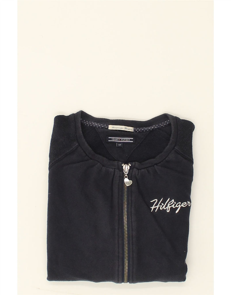 TOMMY HILFIGER Girls Tracksuit Top Jacket 13-14 Years Navy Blue Cotton | Vintage Tommy Hilfiger | Thrift | Second-Hand Tommy Hilfiger | Used Clothing | Messina Hembry 