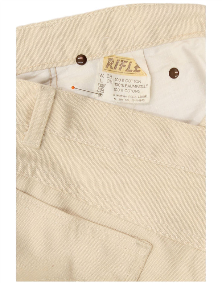 Rifle Mens Bootcut Jeans W38 L36 Off White Cotton