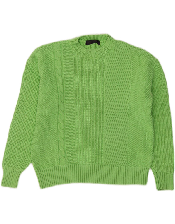Marks & Spencer Womens Crop Crew Neck Jumper Sweater UK 14 Medium Green
