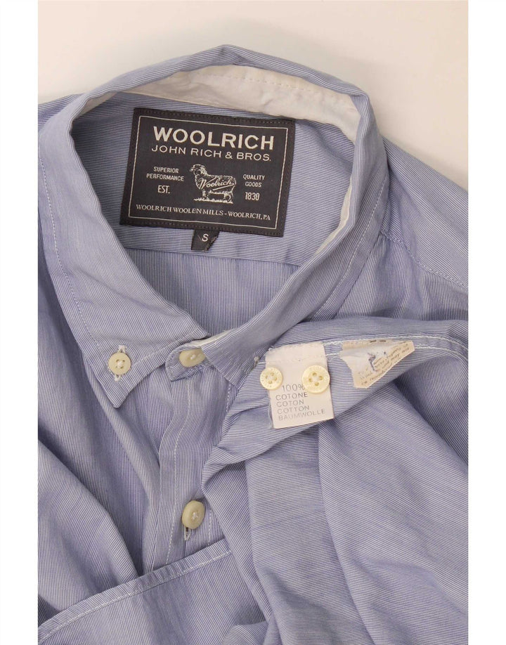 Woolrich Mens Shirt Small Blue Pinstripe Cotton