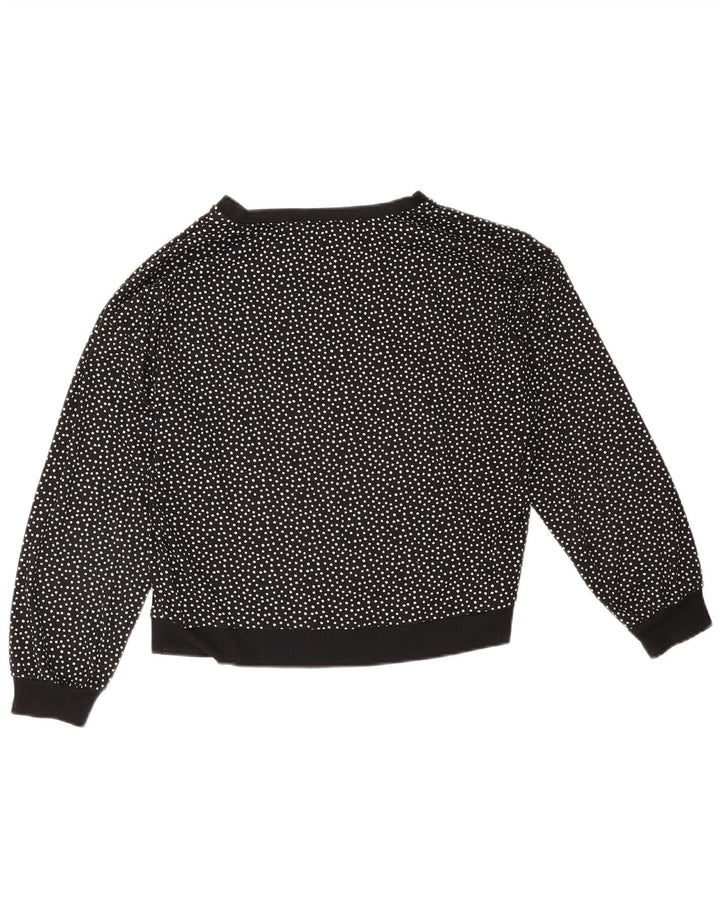 Oasis Womens Crop Oversized Sweatshirt Jumper UK 10 Small Black Polka Dot