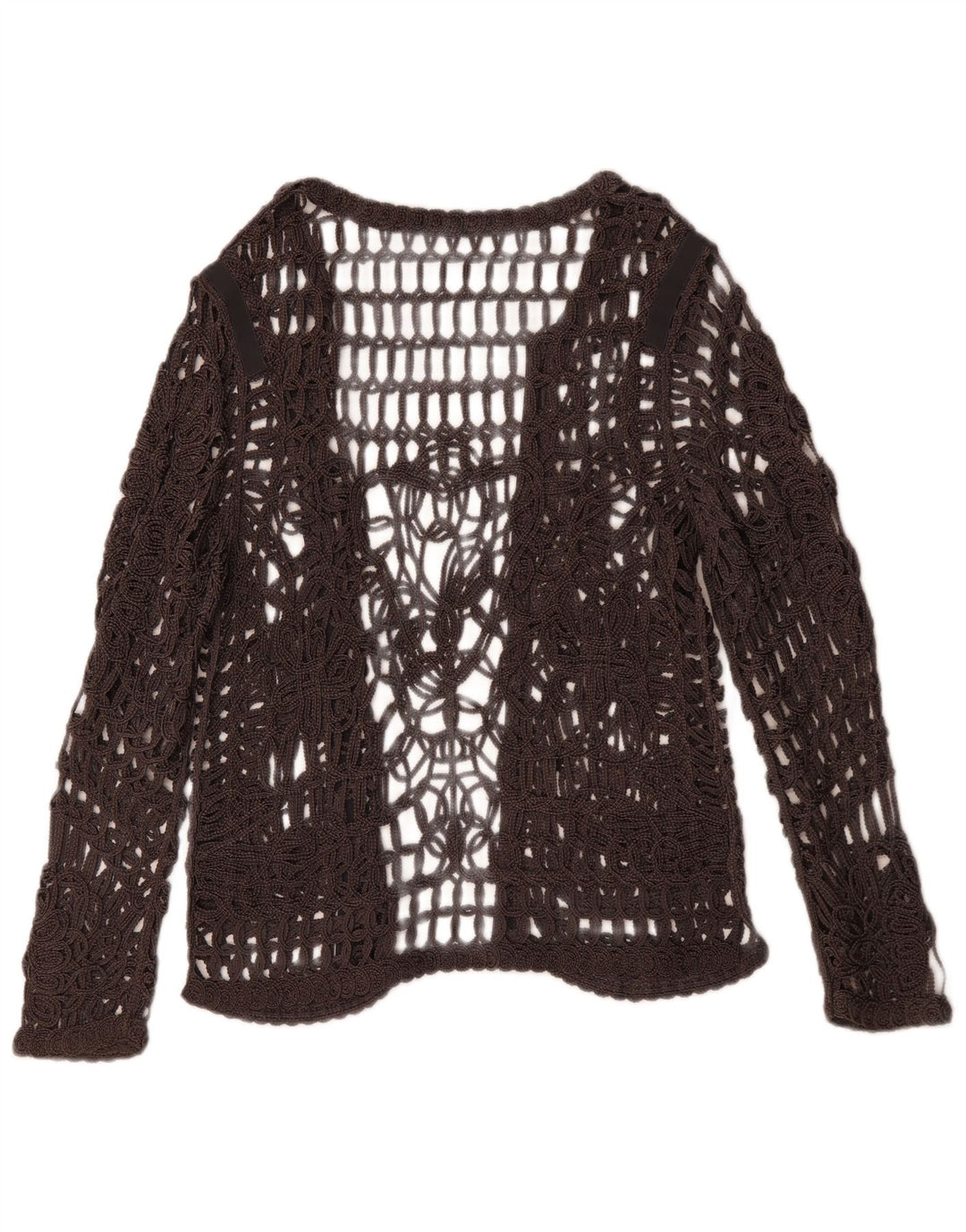 MONARI Womens Long Sleeve Crochet See Through Top UK 14 Large Grey