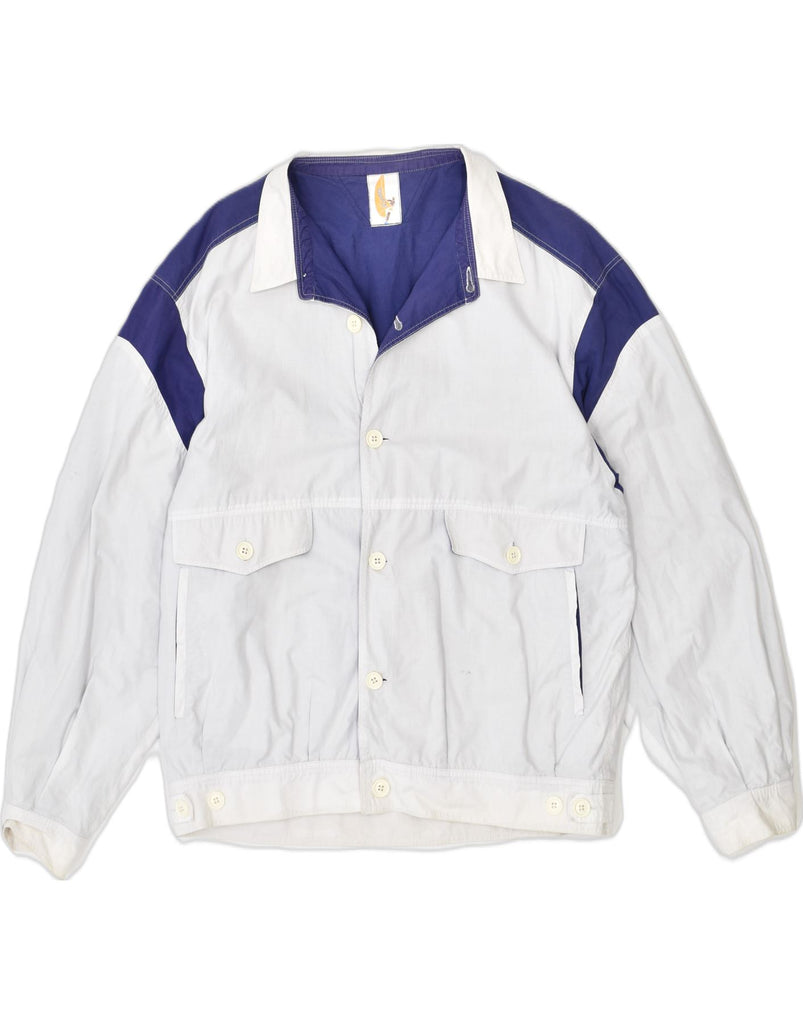 VINTAGE Mens Bomber Jacket UK 38 Medium Off White Cotton | Vintage Vintage | Thrift | Second-Hand Vintage | Used Clothing | Messina Hembry 