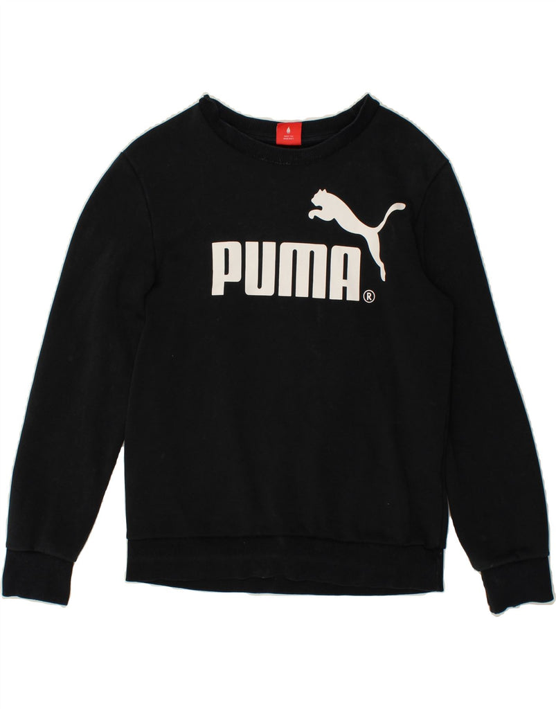 PUMA Mens Graphic Sweatshirt Jumper Small Black Cotton | Vintage Puma | Thrift | Second-Hand Puma | Used Clothing | Messina Hembry 