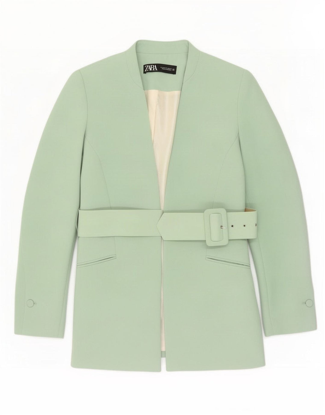 Zara Womens Blazer Jacket UK 14 Medium Green Polyester